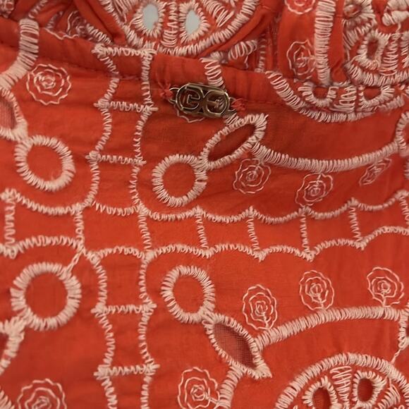 Sam Edelman Rey Short Sleeve Embroidered Top Tigerlily Size XS - Picture 5 of 5